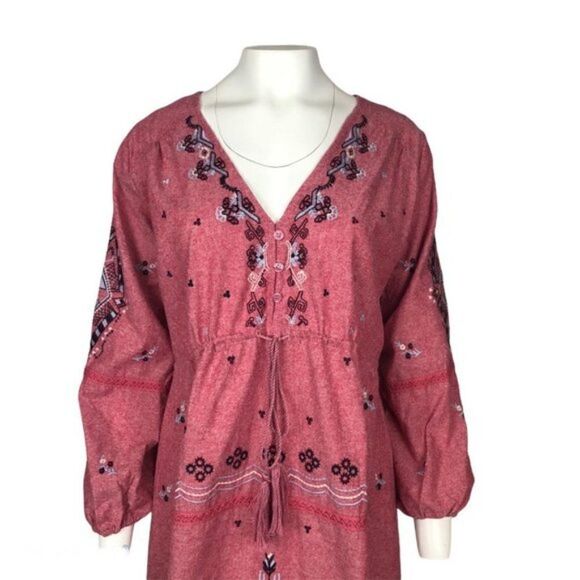 ZARA RED EMBROIDERED TASSEL DRESS - Picture 3 of 6